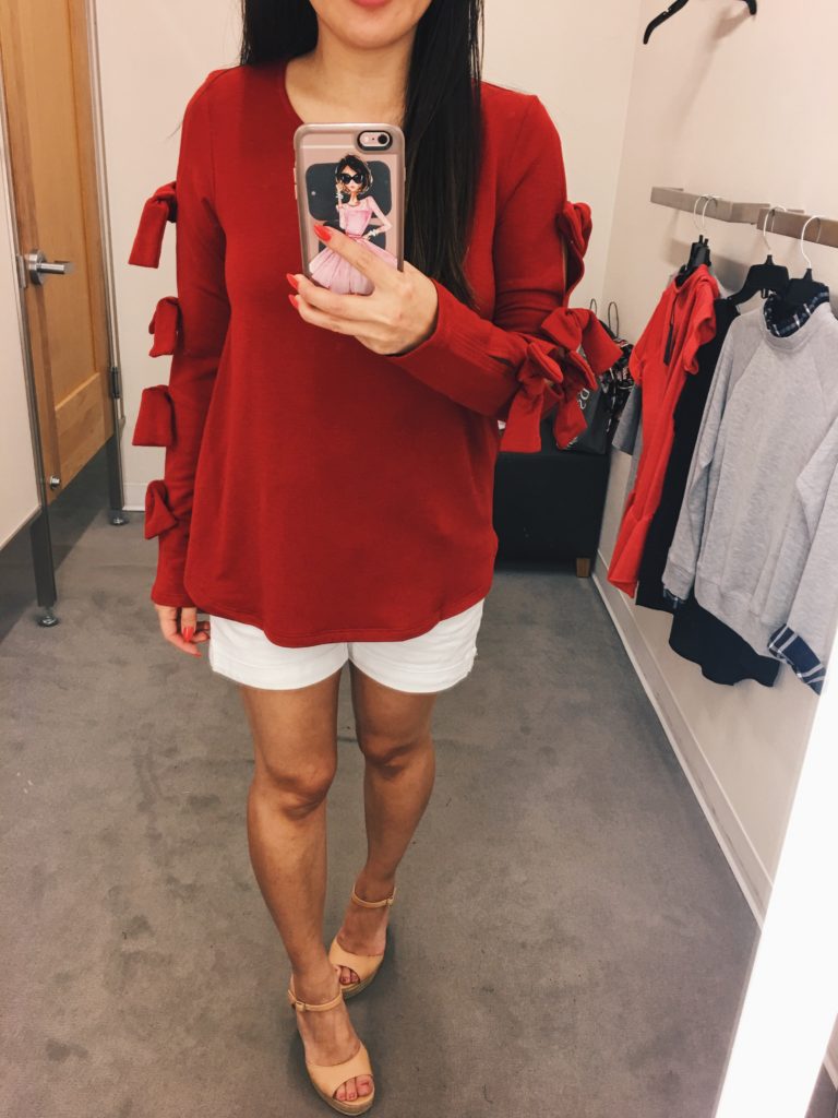 Pleione tie sleeve sweatshirt top