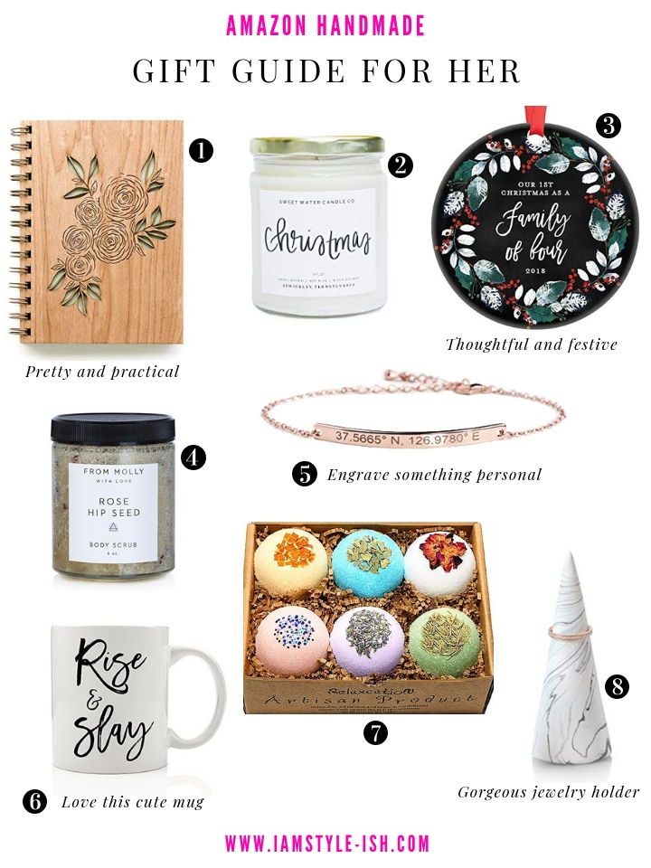 Gift Guide for Her, Amazon handmade gift ideas, gift ideas for best friend, personal gift ideas, gift ideas for sister, gift ideas for moms, amazon handmade top picks