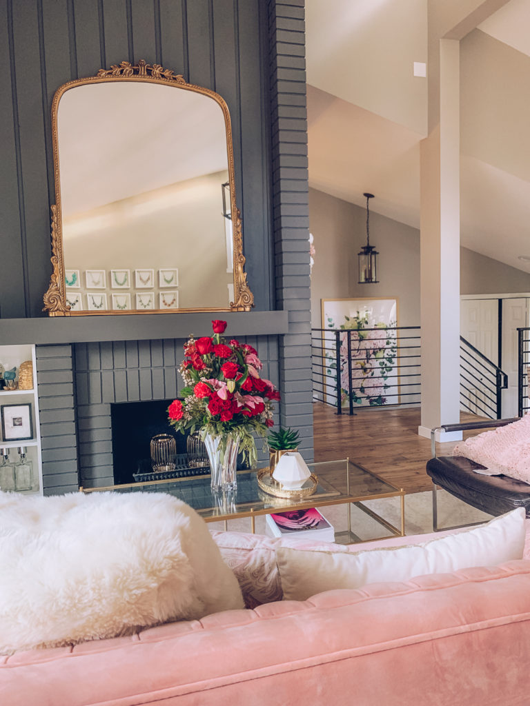 Feminine and modern living room decor