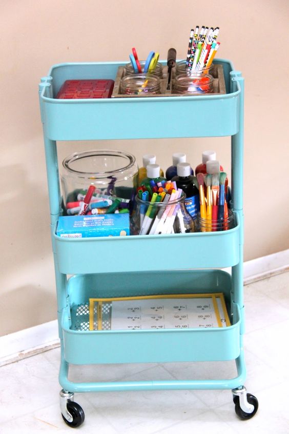 back to school organization ideas, homework station, homework caddy, portable homework station