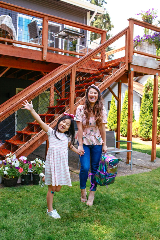 mom and daughter back to school fashion