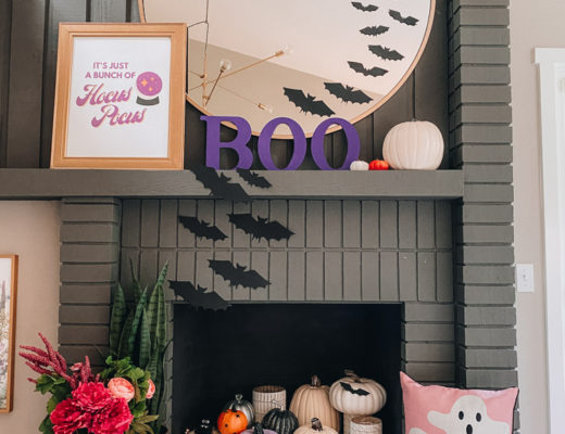 Halloween decor over the fireplace