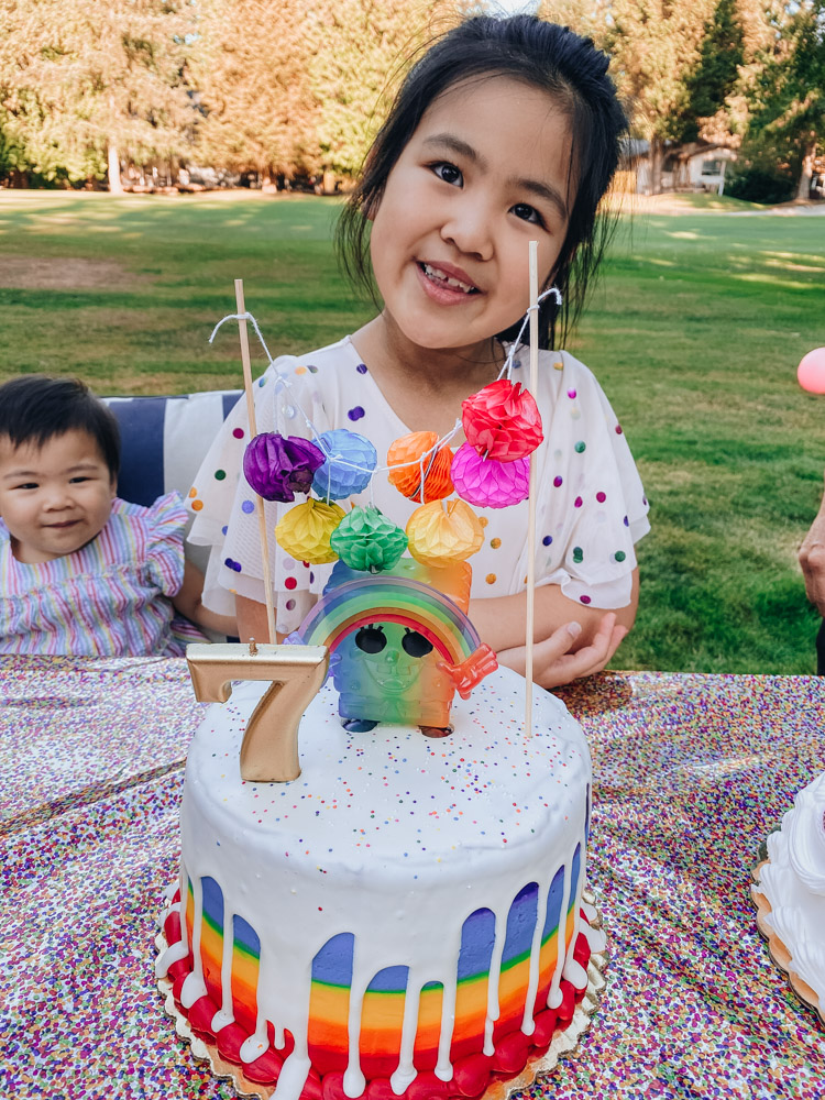 rainbow cake with spongebob squarepants