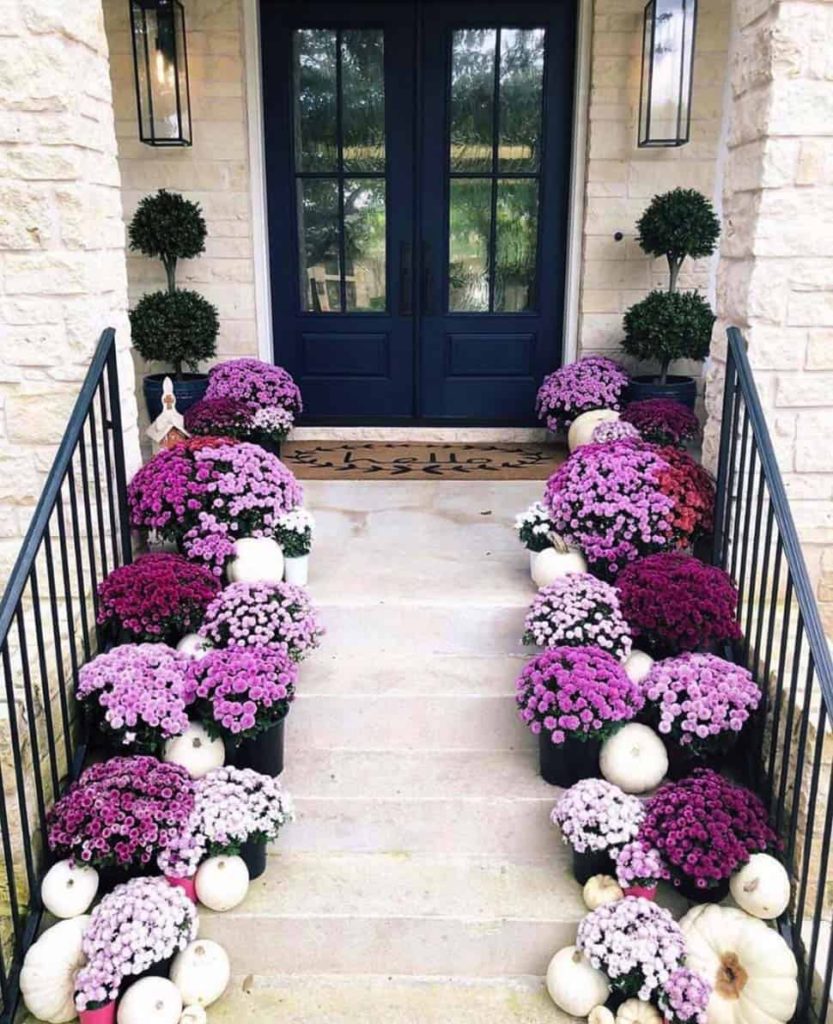 Pretty Purple Fall Porch Decor