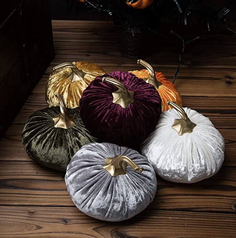 handmade velvet pumpkins halloween decor