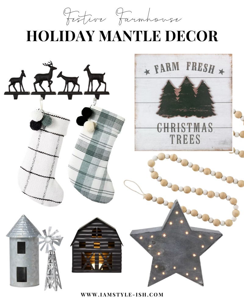 festive farmhouse affordable holiday mantle decor