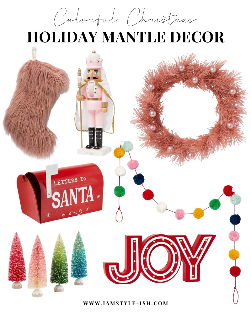 colorful christmas affordable holiday mantle decor