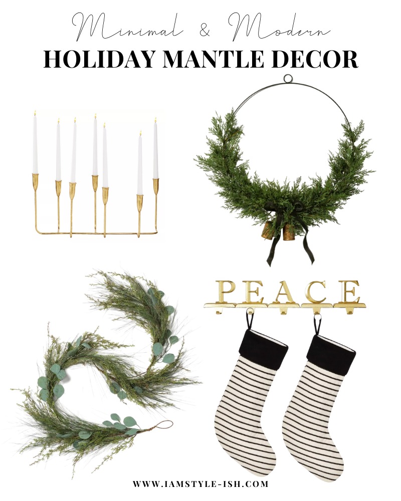 minimal and modern affordable holiday mantle decor
