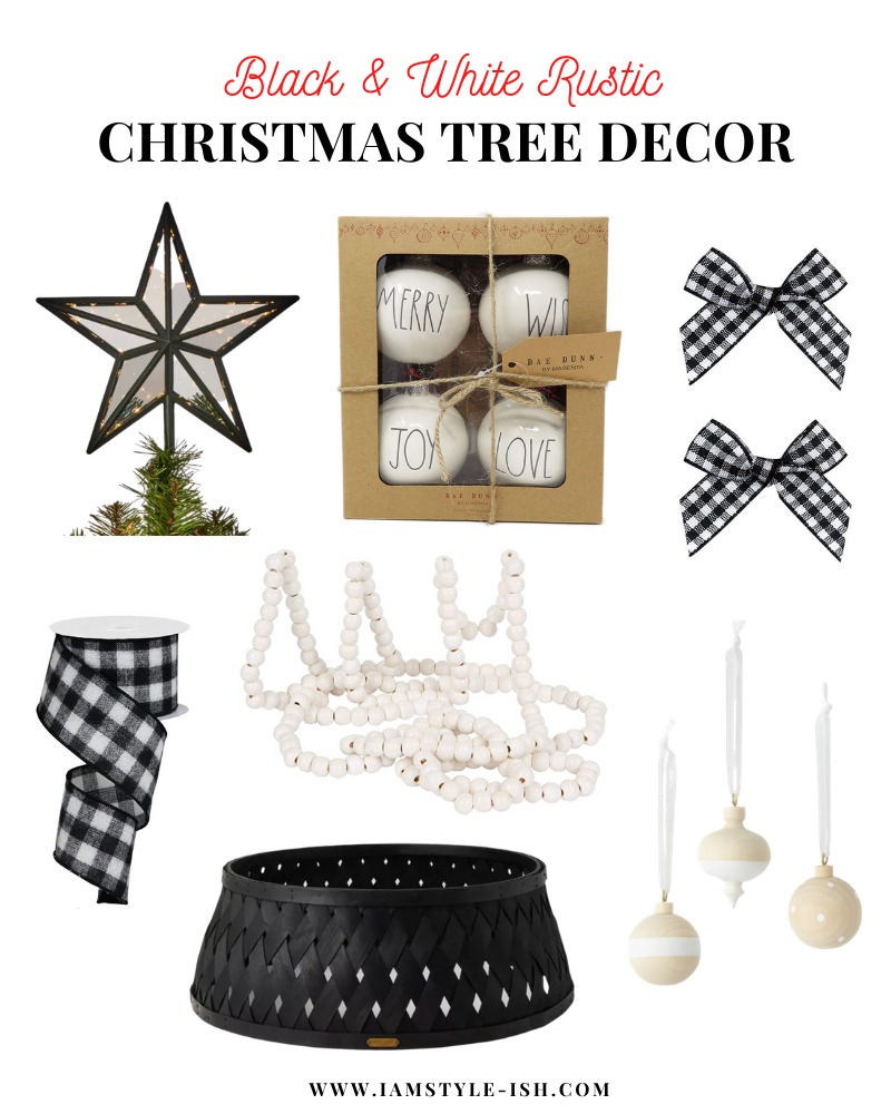 black and white rustic christmas tree decorating ideas