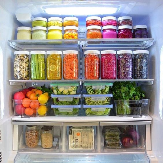 Fridge organization inspiration rainbow