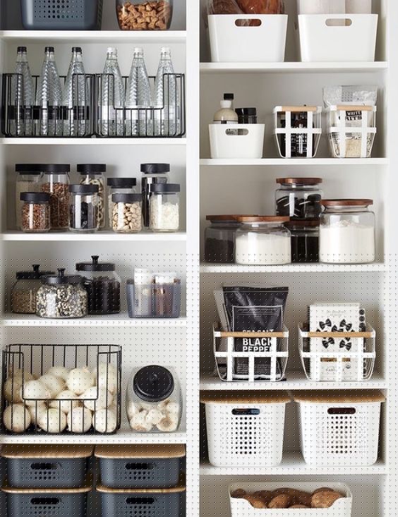 black and white pantry organization ideas