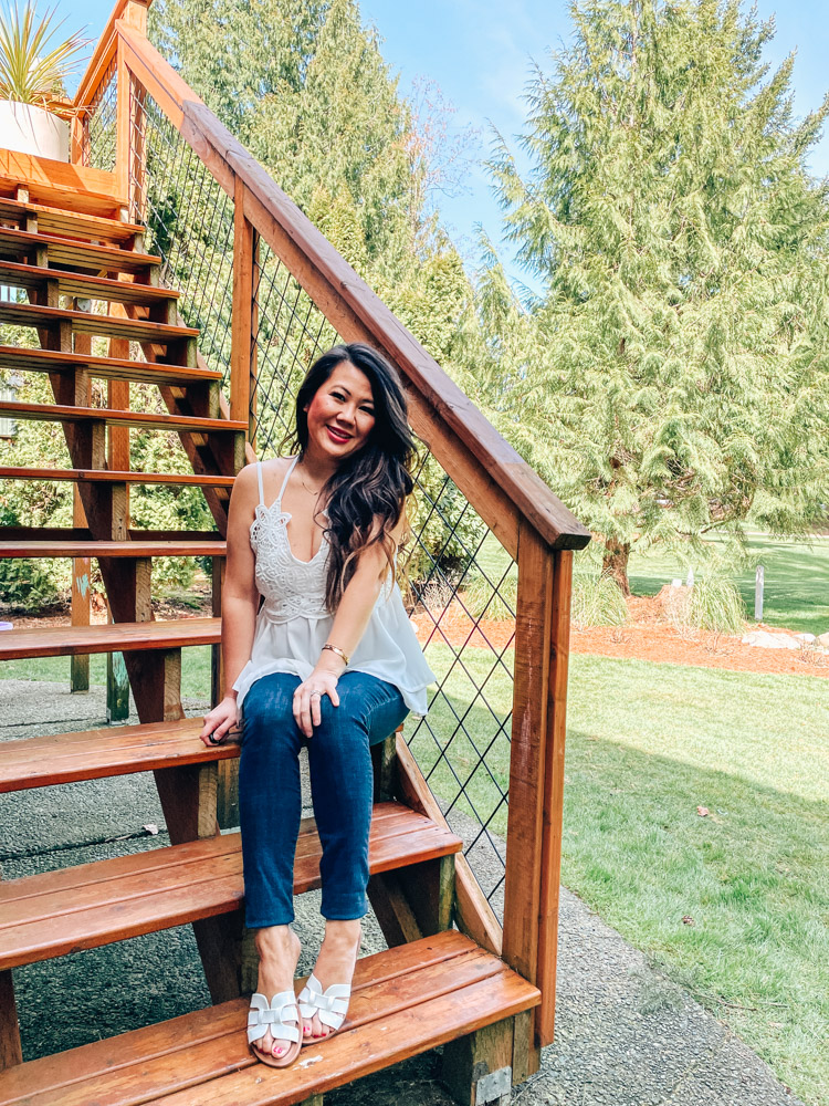 girl outside on stairs 