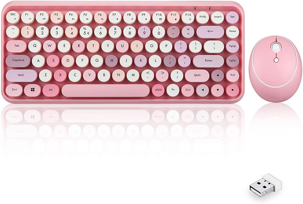 Pink wireless keyboard and mouse