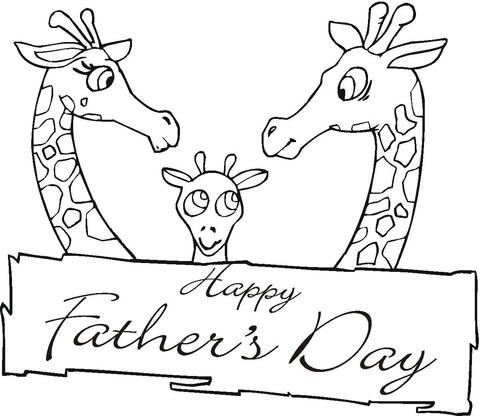 Giraffe Father's Day Coloring Page