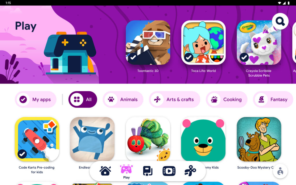 google kids space play tab