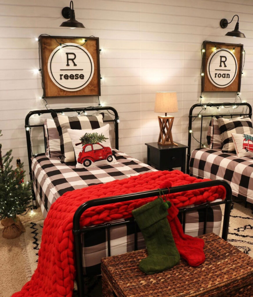 farmhouse boys christmas bedroom decor