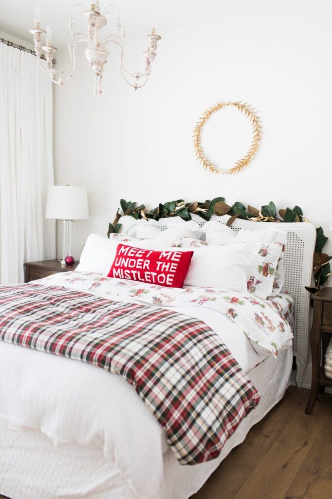 plaid christmas bedroom decor