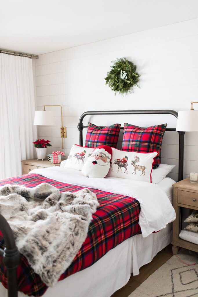 plaid santa christmas bedroom decor