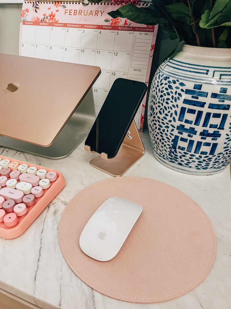 pink home office desk accessories