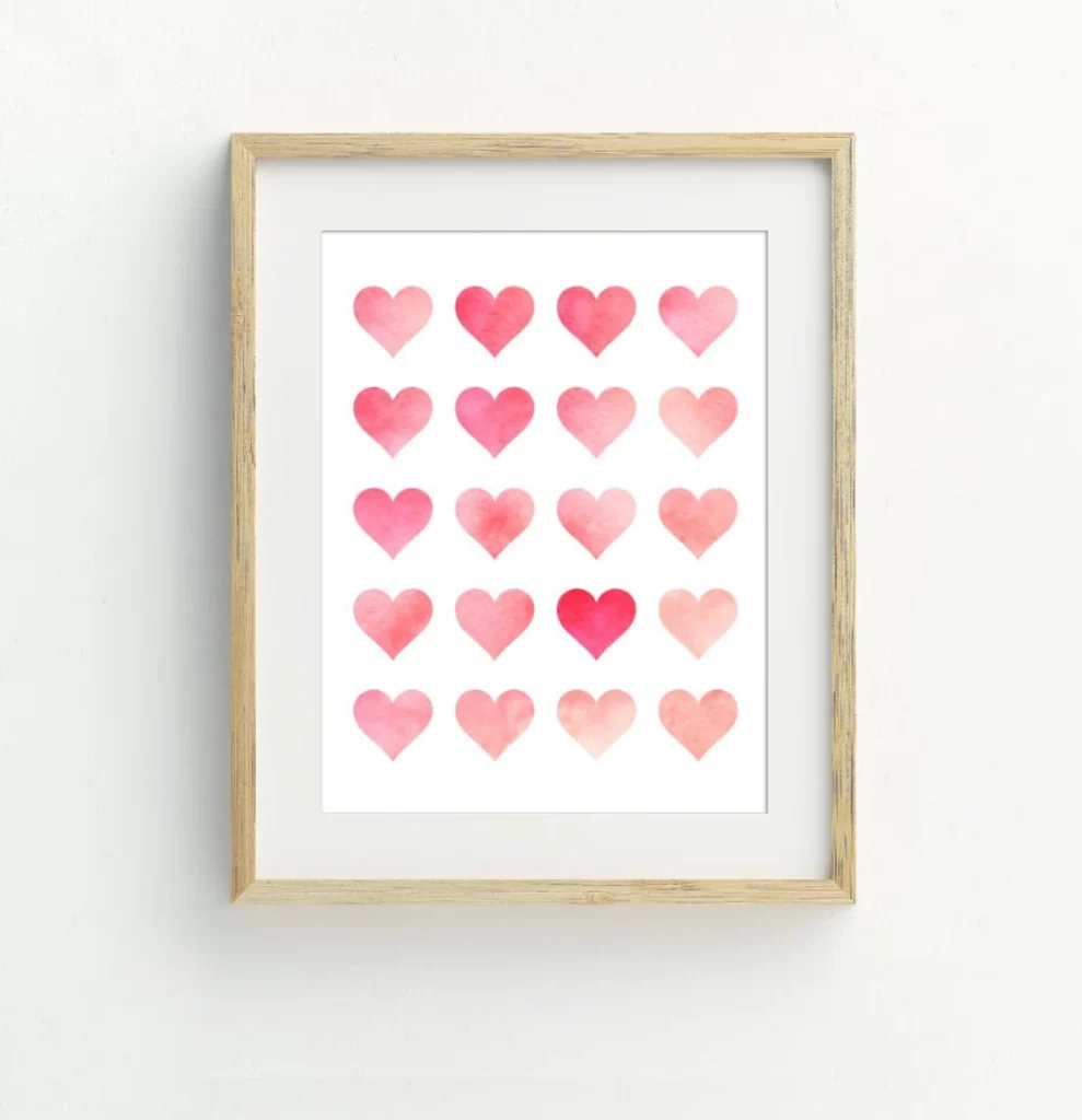 Watercolor Hearts Poster