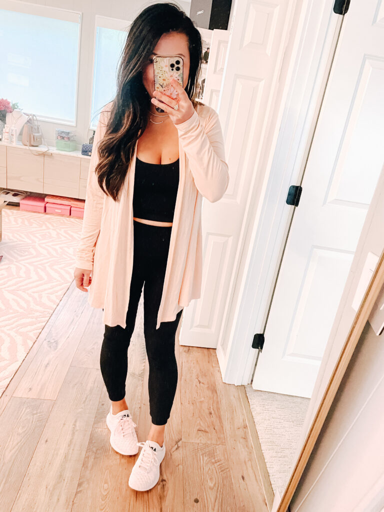 Long Cardigan + Crop Top + Leggings