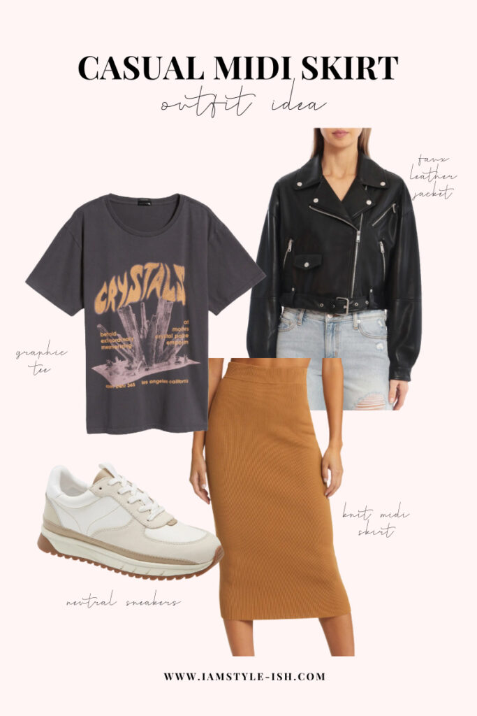 casual midi skirt outfit