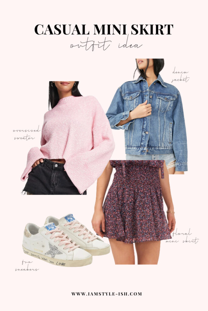 casual mini skirt outfit