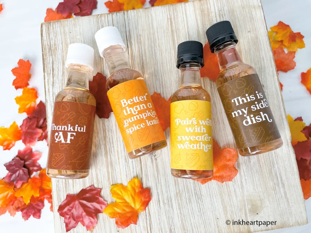 Thanksgiving Mini Wine Bottle Labels