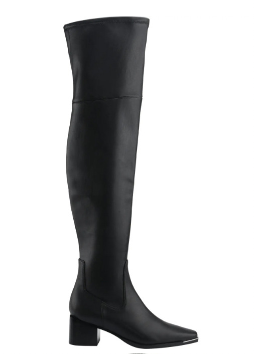 knee high boots with a maxi dress in winter