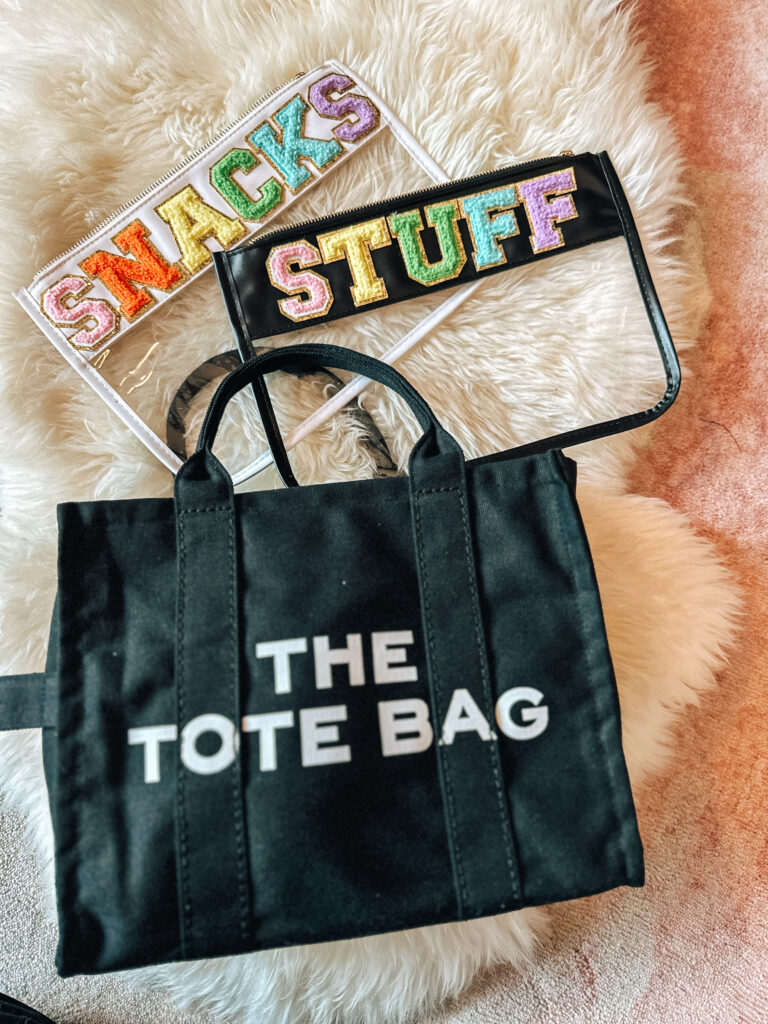 travel tote bag and snack pouches for moms