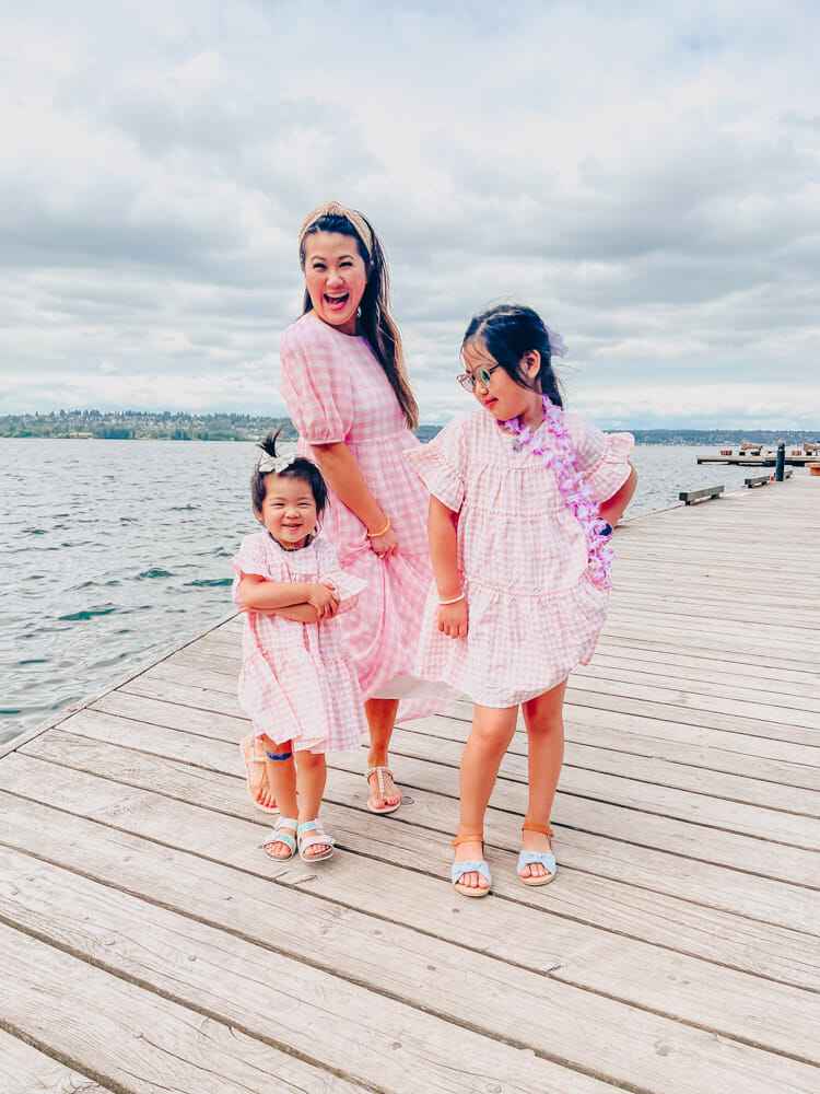 white sandals and pink dress outfit