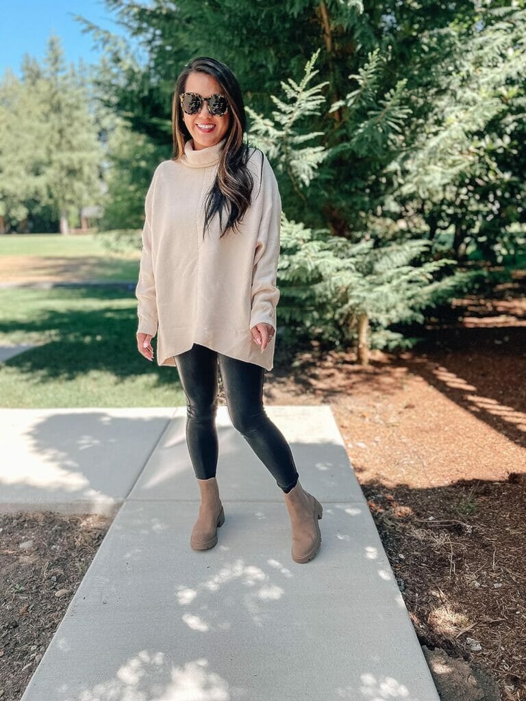 oversized sweater and leggings to wear when working from home