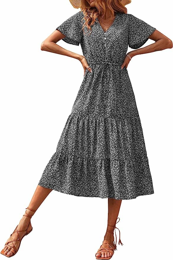 fall floral midi dress