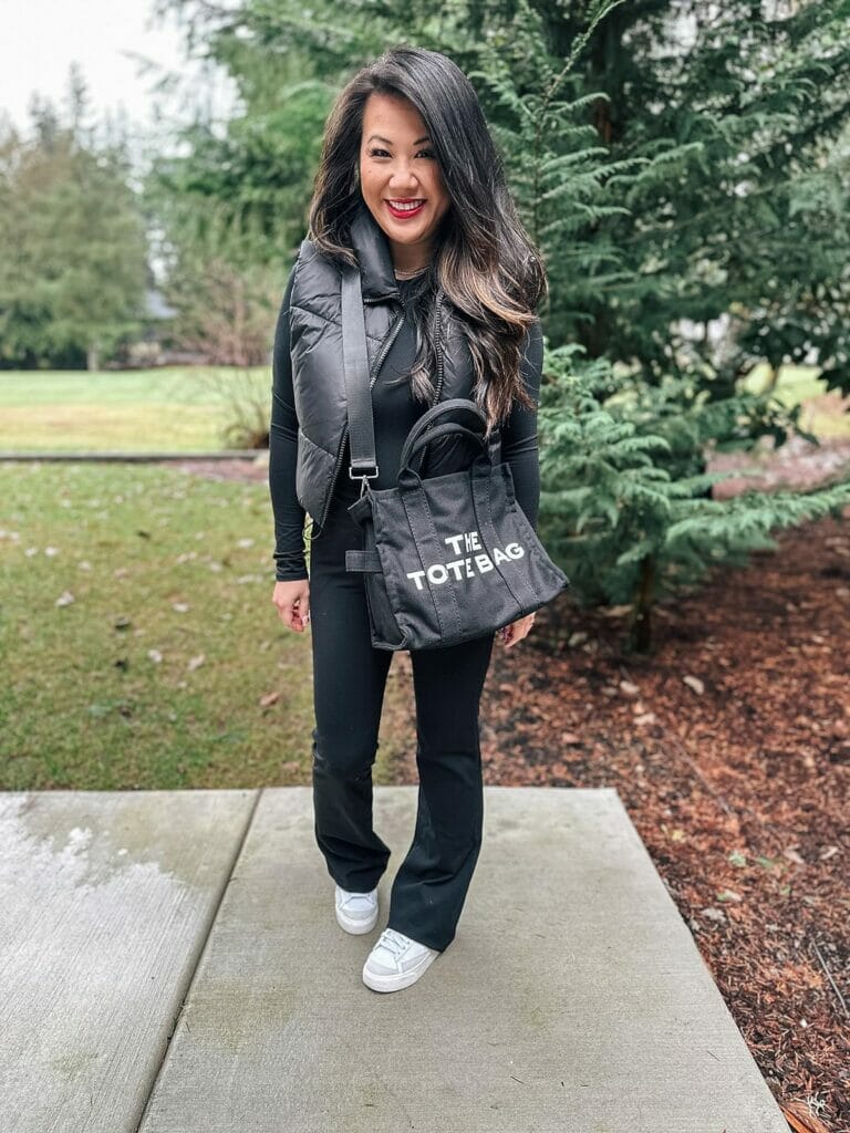 fall puffer vest outfit