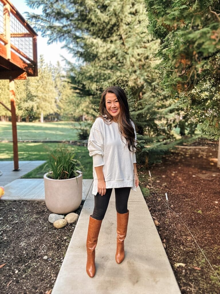 winter knee high boots style for moms