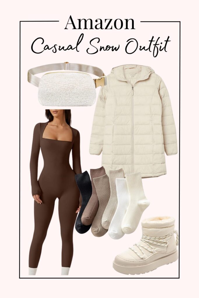 casual puffer coat outfit