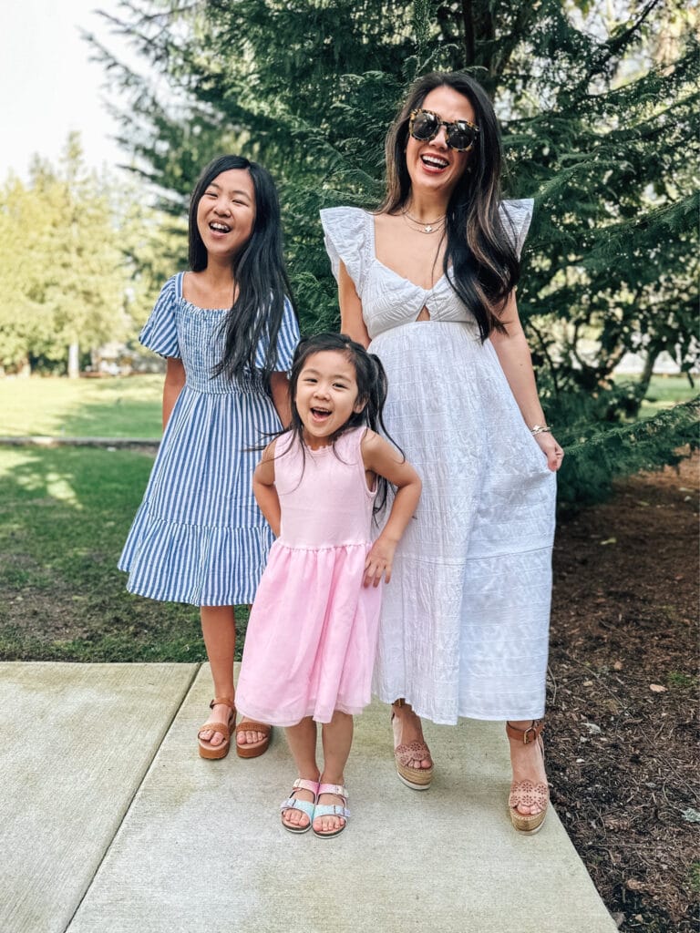 white dress mom style