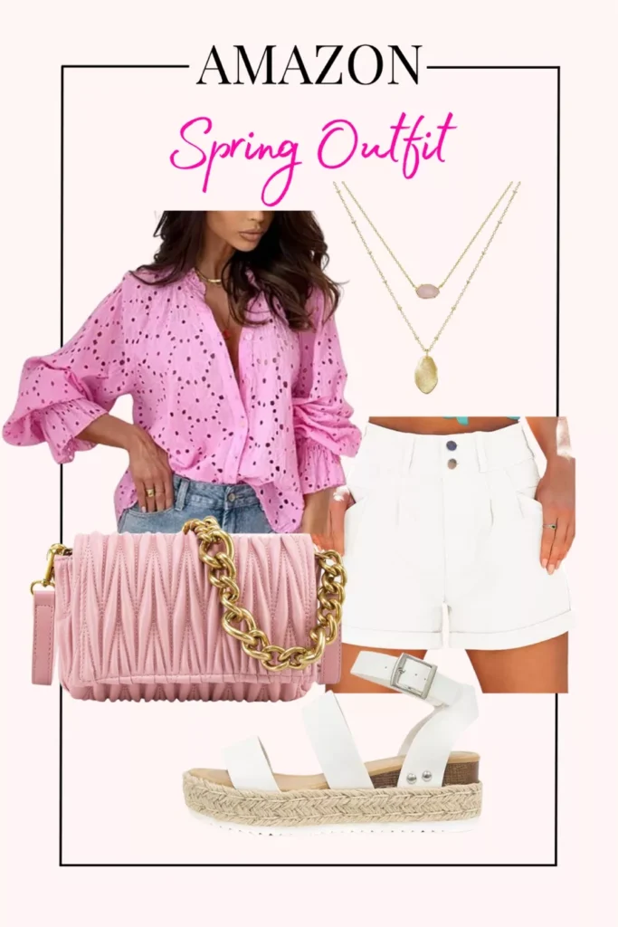 spring outfit idea white denim shorts